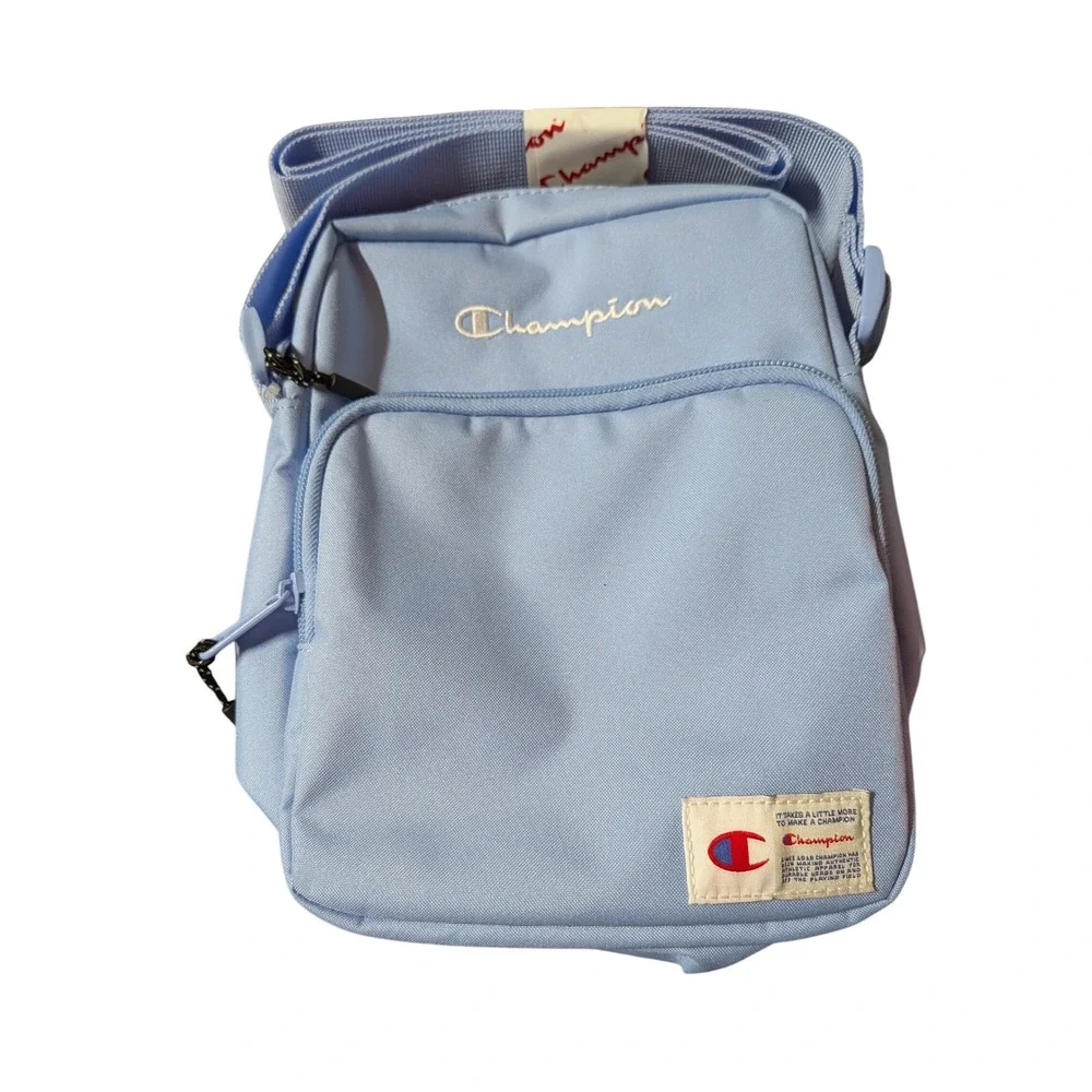 Champion Light Blue Crossbody Messenger Bag Adjustable Strap Unisex Sporty Pouch